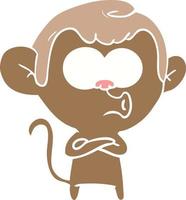 flat color style cartoon hooting monkey vector