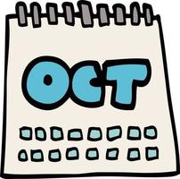 caricatura, garabato, calendario, actuación, mes, de, octubre vector