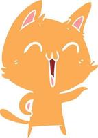 happy flat color style cartoon cat vector