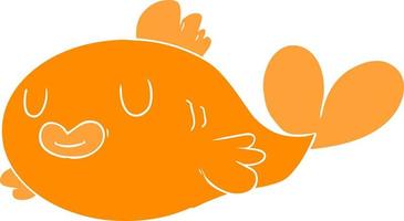 happy flat color style cartoon fish vector