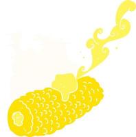 flat color illustration of a cartoon corn on cob with butter vector