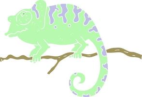 flat color illustration of a cartoon chameleon vector