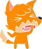 angry flat color style cartoon fox vector