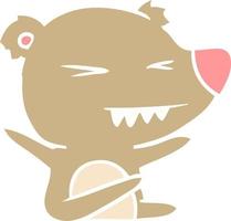 angry bear flat color style cartoon vector