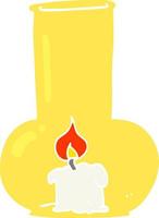 flat color illustration of a cartoon old glass lamp and candle vector