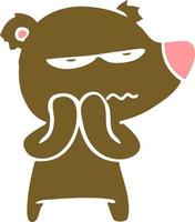 angry bear flat color style cartoon vector