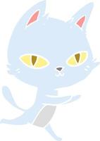 flat color style cartoon cat staring vector