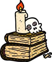 cartoon doodle spooky old spell books vector