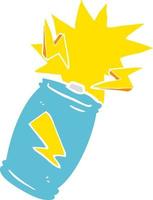 flat color illustration of a cartoon battery sparking vector