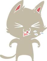 flat color style cartoon cat hissing vector