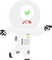 flat color style cartoon cyclops alien spaceman pointing vector