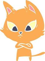 confused flat color style cartoon cat vector