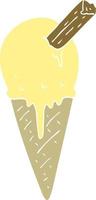 ilustración de color plano de un cono de helado de dibujos animados vector