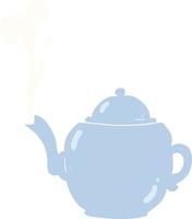 flat color illustration of a cartoon teapot vector