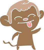 funny flat color style cartoon monkey vector