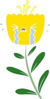 flat color style cartoon crying flower vector