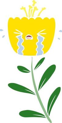 flat color style cartoon crying flower