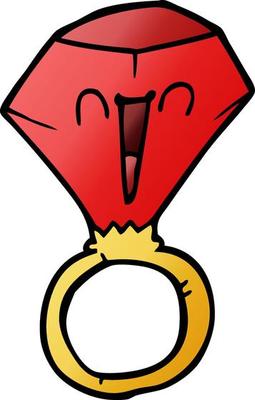 cartoon doodle red ruby ring
