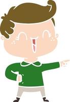 flat color style cartoon laughing boy pointing vector