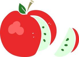 flat color illustration of a cartoon apple vector