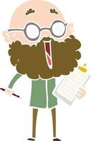 flat color style cartoon joyful man with beard vector