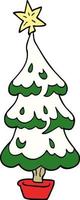 cartoon doodle snowy christmas tree vector