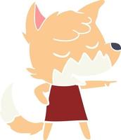 friendly flat color style cartoon fox girl vector