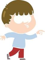 flat color style cartoon curious boy vector