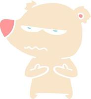 annoyed bear flat color style cartoon vector