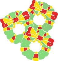 flat color illustration of a cartoon christmas wreaths vector