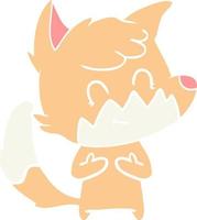 flat color style cartoon friendly fox vector