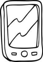 line drawing cartoon of a red mobile phone vector