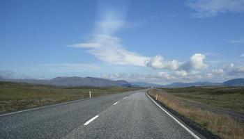 Empty road going through Iceland's beautiful southern landscape photo