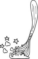 line drawing cartoon magic broom vector