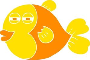 ilustración de color plano de un pez de dibujos animados vector