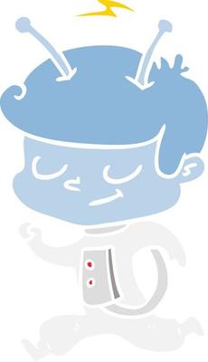 friendly flat color style cartoon spaceman running