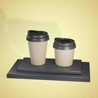 dos maquetas de tazas de café. representación 3d foto