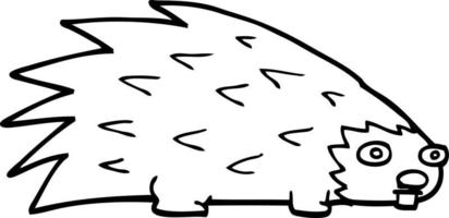 line drawing cartoon spiky hedgehog vector