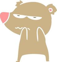 annoyed bear flat color style cartoon vector