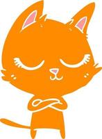 calm flat color style cartoon cat vector