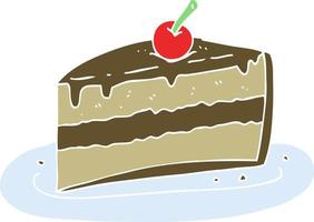 flat color illustration of a cartoon slice of cake vector