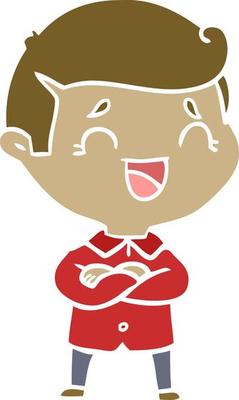 flat color style cartoon laughing man