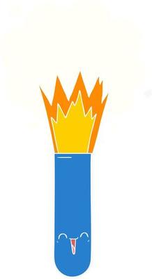 flat color style cartoon exploding chemicals in test tube