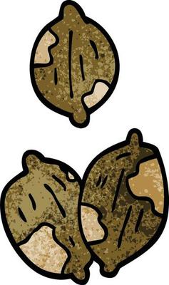 cartoon doodle nuts in shells
