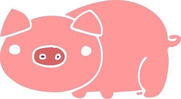 flat color style cartoon pig vector