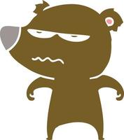 annoyed bear flat color style cartoon vector