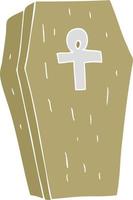 flat color illustration of a cartoon spooky coffin vector