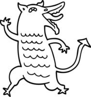 line drawing cartoon medieval demon vector