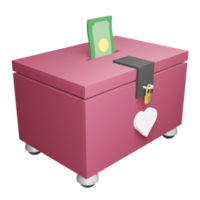 caja de donación de ilustración 3d png