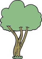 cartoon doodle blooming tree vector